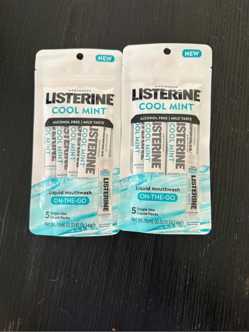 NWT Listerine Cool Mint On-The-Go Liquid Mouthwash Packs - Cool Mint 5 singles